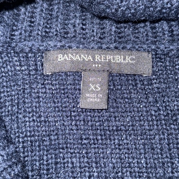 Banana Republic Blue Geo Cable Knit Cowl Neck Sweater Dress Sz XSP - Picture 10 of 13